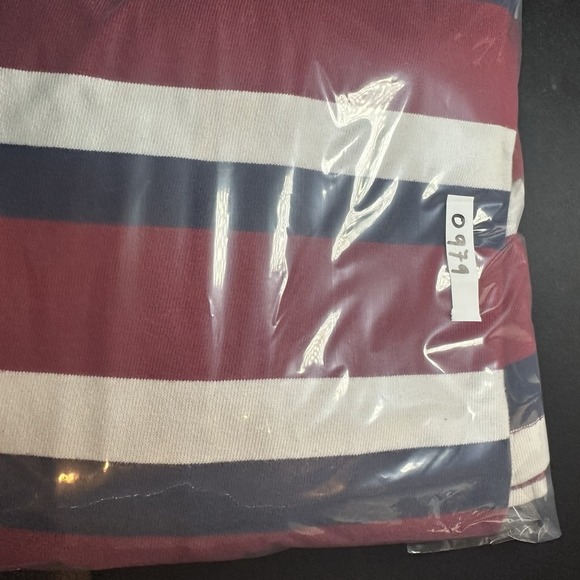 Tommy Hilfiger Rugby Long Sleeve Shirt Mens L Large Striped Red Blue White - Picture 14 of 14